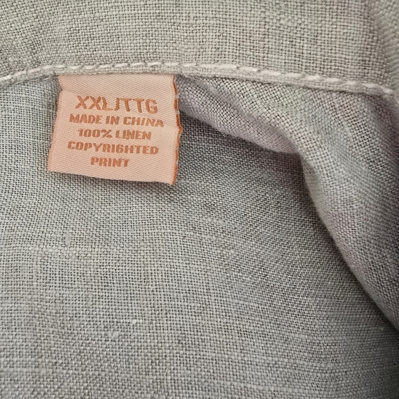 Tommy Bahama Light Blue Floral Hibiscus Long Sleeve Linen Blend Shirt - Picture 4 of 4